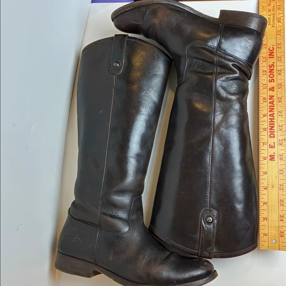Frye Melissa Button Brown Leather Knee High Boot Sz 9 Equestrian Riding